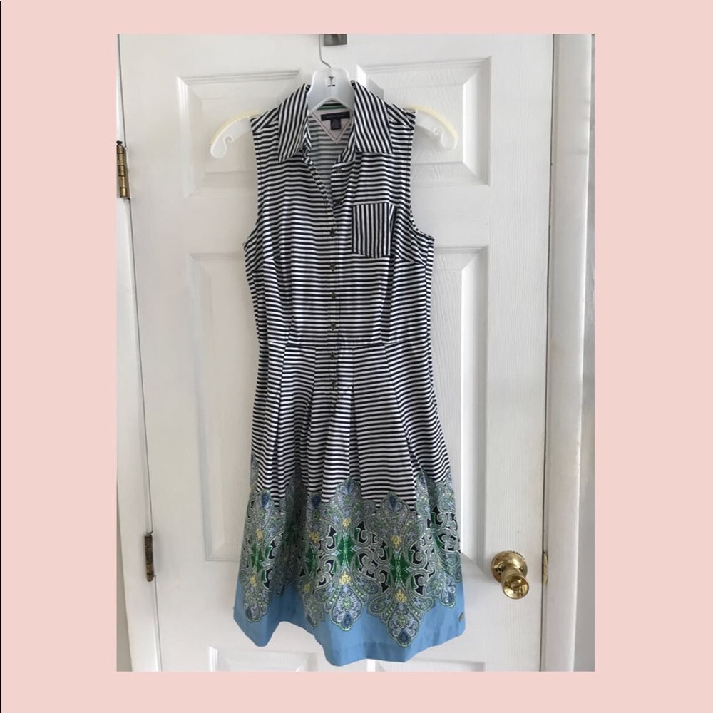 Tommy Hilfiger Button Up Stripe Floral Dress